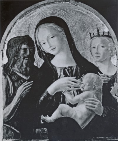 Anonimo — Landi Neroccio de' - sec. XV - Madonna con Bambino tra san Giovanni Battista e santa Caterina d'Alessandria — insieme